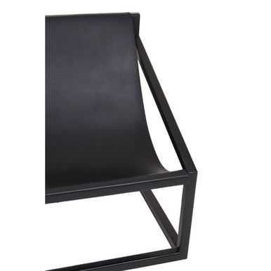 Orsina Kendari Black Leather Sling Accent Chair – Teak Cubic Frame
