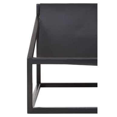 Orsina Kendari Black Leather Sling Accent Chair – Teak Cubic Frame