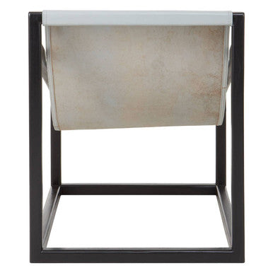 Orsina Kendari Grey Leather Accent Chair – Black Teak Cubic Frame