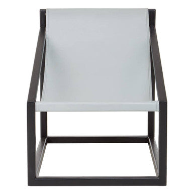 Orsina Kendari Grey Leather Accent Chair – Black Teak Cubic Frame