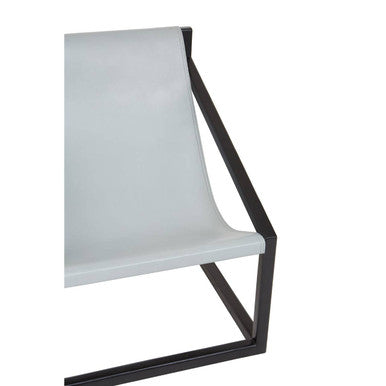 Orsina Kendari Grey Leather Accent Chair – Black Teak Cubic Frame