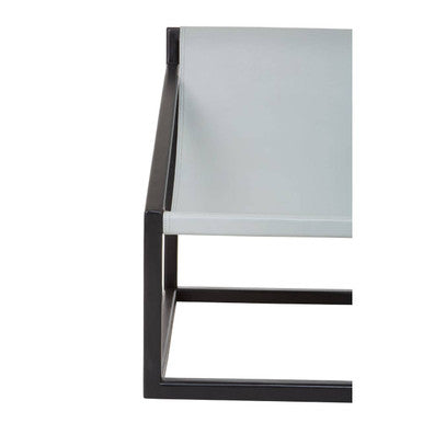 Orsina Kendari Grey Leather Accent Chair – Black Teak Cubic Frame