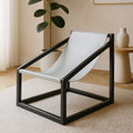 Orsina Kendari Grey Leather Accent Chair – Black Teak Cubic Frame
