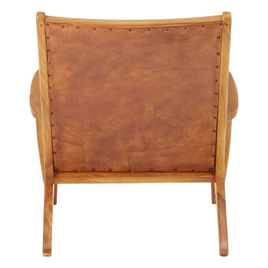 Orsina Kendari Brown Leather Lounge Chair – Mid-Century Teak Wood