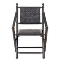 Orsina Kendari Black Leather Strap and Teak Wood Modern Accent Chair