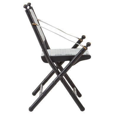 Orsina Kendari Woven Leather & Black Teak Wood Modern Lounge Chair