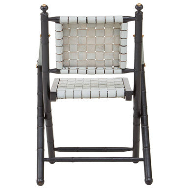 Orsina Kendari Woven Leather & Black Teak Wood Modern Lounge Chair