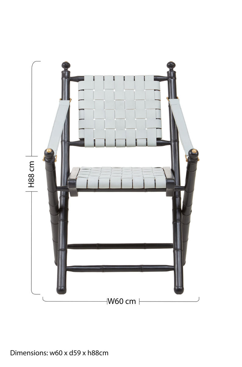 Orsina Kendari Woven Leather & Black Teak Wood Modern Lounge Chair