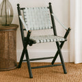 Orsina Kendari Woven Leather & Black Teak Wood Modern Lounge Chair