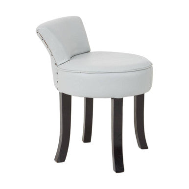 Orsina Kendari Grey Leather Accent Chair | Rounded Teak Wood Seat
