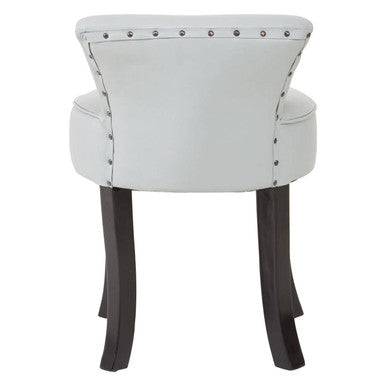 Orsina Kendari Grey Leather Accent Chair | Rounded Teak Wood Seat