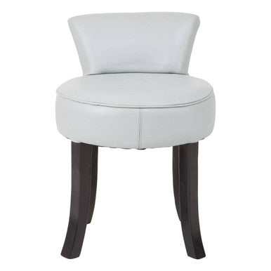 Orsina Kendari Grey Leather Accent Chair | Rounded Teak Wood Seat