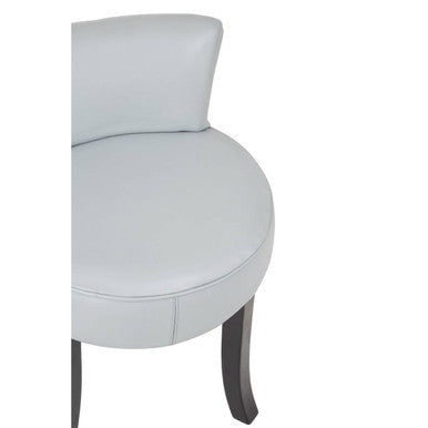 Orsina Kendari Grey Leather Accent Chair | Rounded Teak Wood Seat