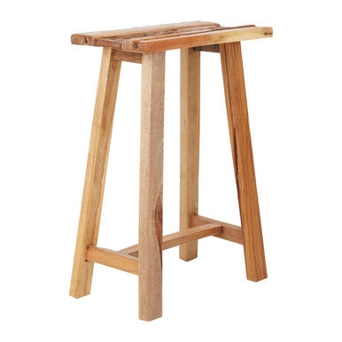 Orsina Kendari Teak Wood Stool – Rustic Solid Timber Side Table, Brown