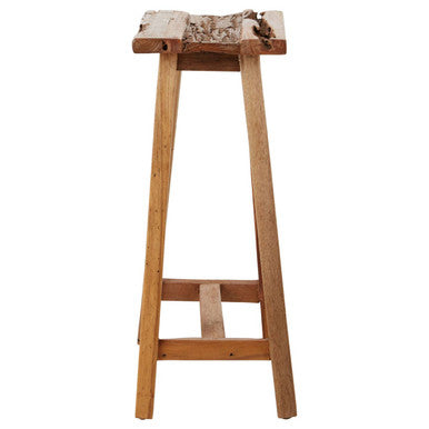 Orsina Kendari Teak Wood Stool – Rustic Solid Timber Side Table, Brown