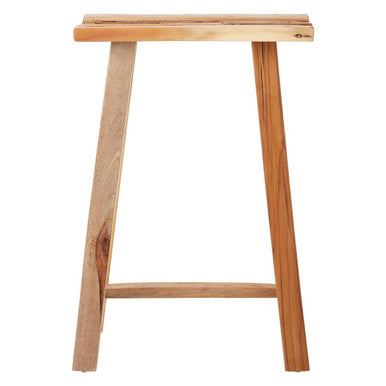 Orsina Kendari Teak Wood Stool – Rustic Solid Timber Side Table, Brown
