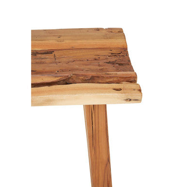 Orsina Kendari Teak Wood Stool – Rustic Solid Timber Side Table, Brown
