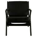 Orsina Kendari Black Leather & Teak Wood Frame Modern Accent Armchair