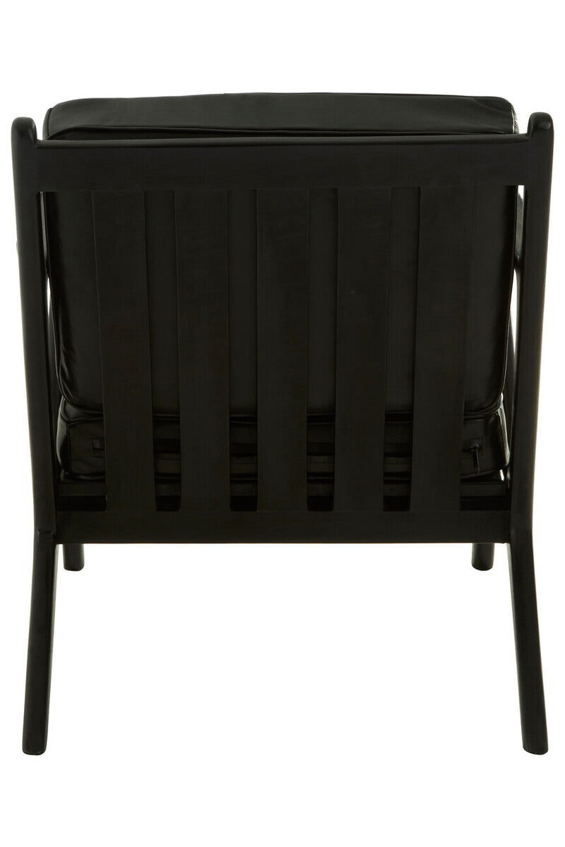 Orsina Kendari Black Leather & Teak Wood Frame Modern Accent Armchair