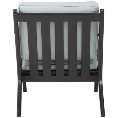 Orsina Kendari Mid-Century Grey Leather and Black Teak Wood Armchair