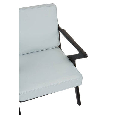 Orsina Kendari Mid-Century Grey Leather and Black Teak Wood Armchair