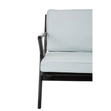 Orsina Kendari Mid-Century Grey Leather and Black Teak Wood Armchair