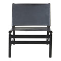 Orsina Kendari Modern Sling Chair – Black Leather and Teak Wood
