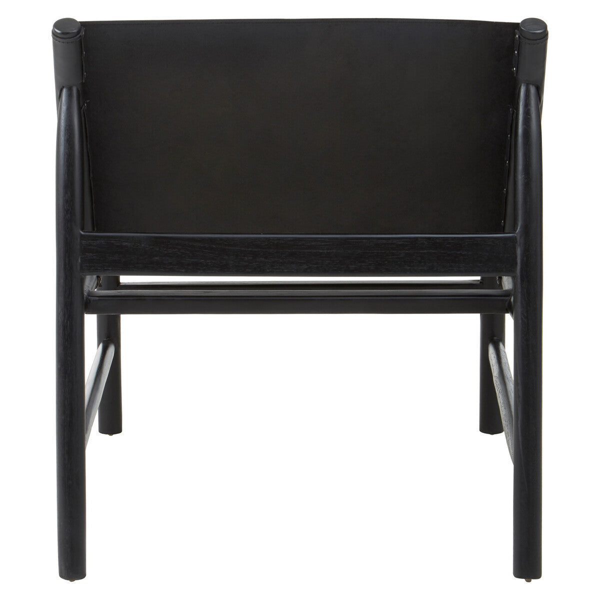 Orsina Kendari Modern Sling Chair – Black Leather and Teak Wood