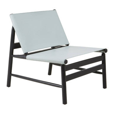 Orsina Kendari Modern Sling Chair | Grey Leather & Black Teak