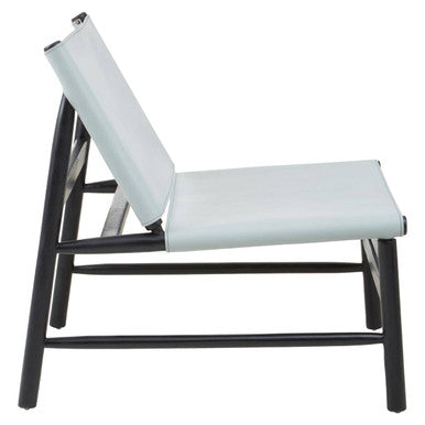 Orsina Kendari Modern Sling Chair | Grey Leather & Black Teak