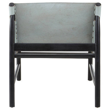 Orsina Kendari Modern Sling Chair | Grey Leather & Black Teak