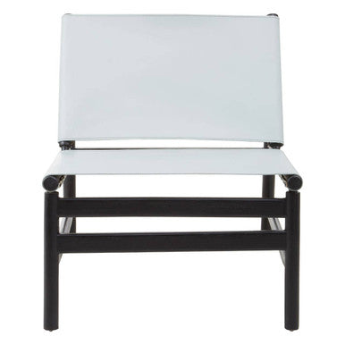 Orsina Kendari Modern Sling Chair | Grey Leather & Black Teak