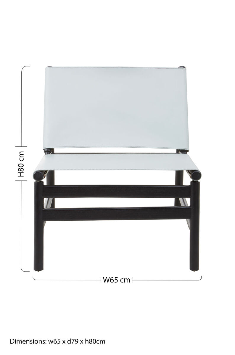 Orsina Kendari Modern Sling Chair | Grey Leather & Black Teak
