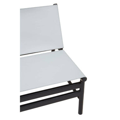 Orsina Kendari Modern Sling Chair | Grey Leather & Black Teak