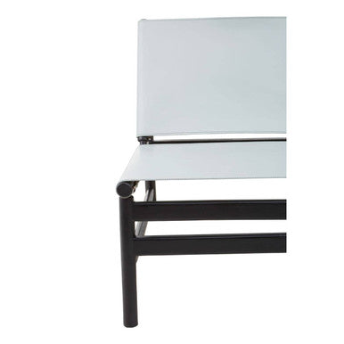 Orsina Kendari Modern Sling Chair | Grey Leather & Black Teak