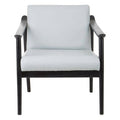 Orsina Kendari Grey Leather Armchair | Black Teak Wood Frame