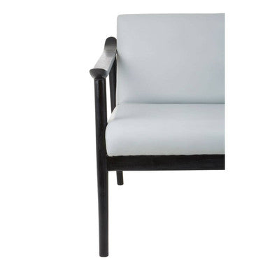 Orsina Kendari Grey Leather Armchair | Black Teak Wood Frame