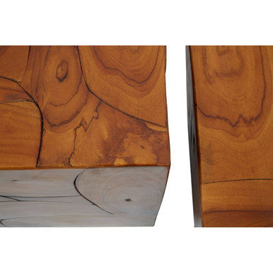 Orsina Surak Solid Teak Wood Nesting Side Tables and Stools - Set of 3
