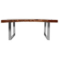 Orsina Surak Longan Wood Coffee Table – Live Edge with Silver Steel Base