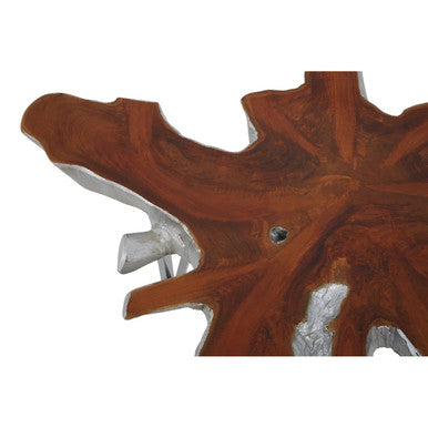 Orsina Surak Star Top Teak Coffee Table | Silver Stainless Steel