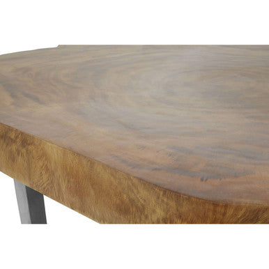 Orsina Surak Live-Edge Teak Wood Coffee Table with Silver Steel Legs