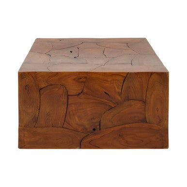 Orsina Surak Teak Wood Cuboid Coffee Table – Solid Brown Wood