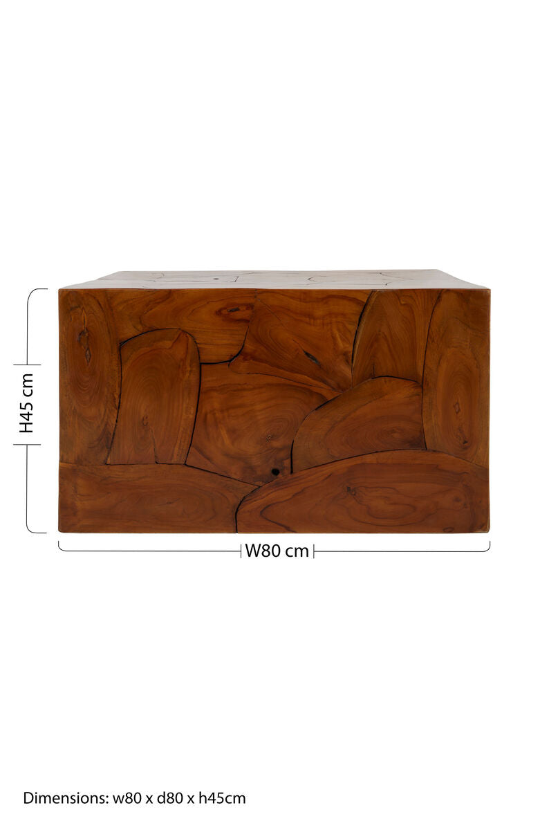 Orsina Surak Teak Wood Cuboid Coffee Table – Solid Brown Wood