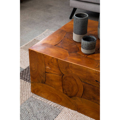 Orsina Surak Teak Wood Cuboid Coffee Table – Solid Brown Wood