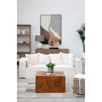 Orsina Surak Teak Wood Cuboid Coffee Table – Solid Brown Wood