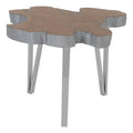 Orsina Surak Teak Wood Side Table – Silver Finish & Stainless Steel