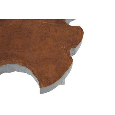 Orsina Surak Teak Wood Side Table – Silver Finish & Stainless Steel
