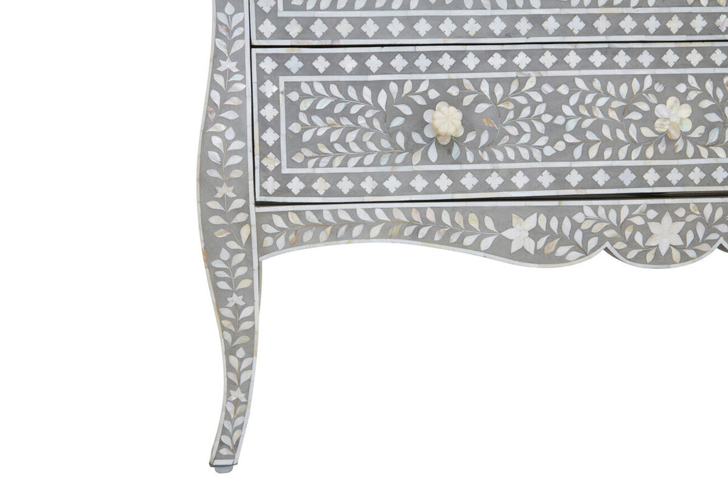 Orsina Mother of Pearl Inlay 2-Drawer Chest – Mango Wood & Grey