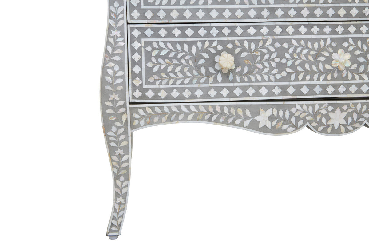 Orsina Mother of Pearl Inlay 2-Drawer Chest – Mango Wood & Grey