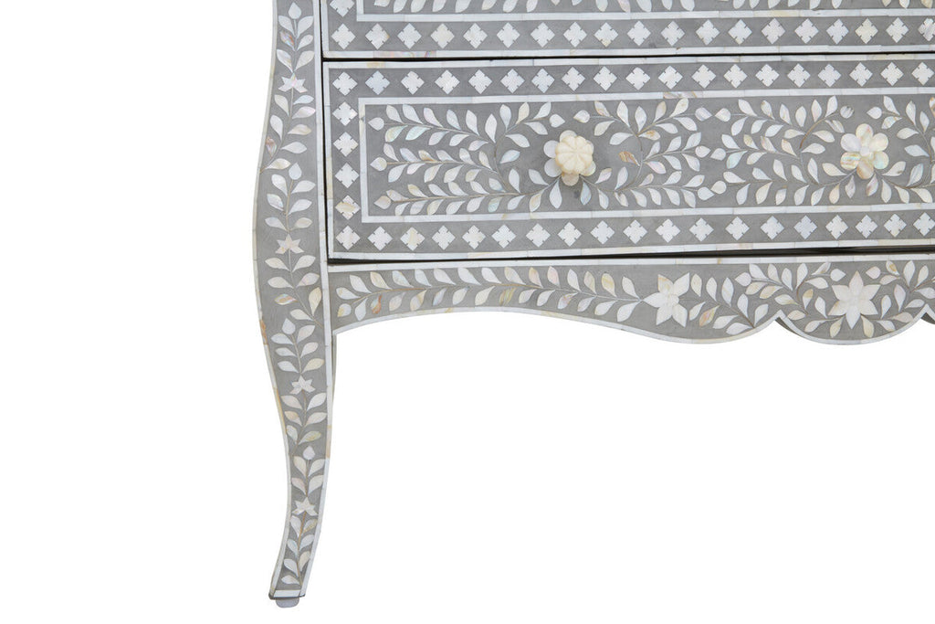 Orsina Mother of Pearl Inlay 2-Drawer Chest – Mango Wood & Grey
